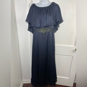 Adrianna Papell Navy Blue Capelet Cocktail Dress flawed